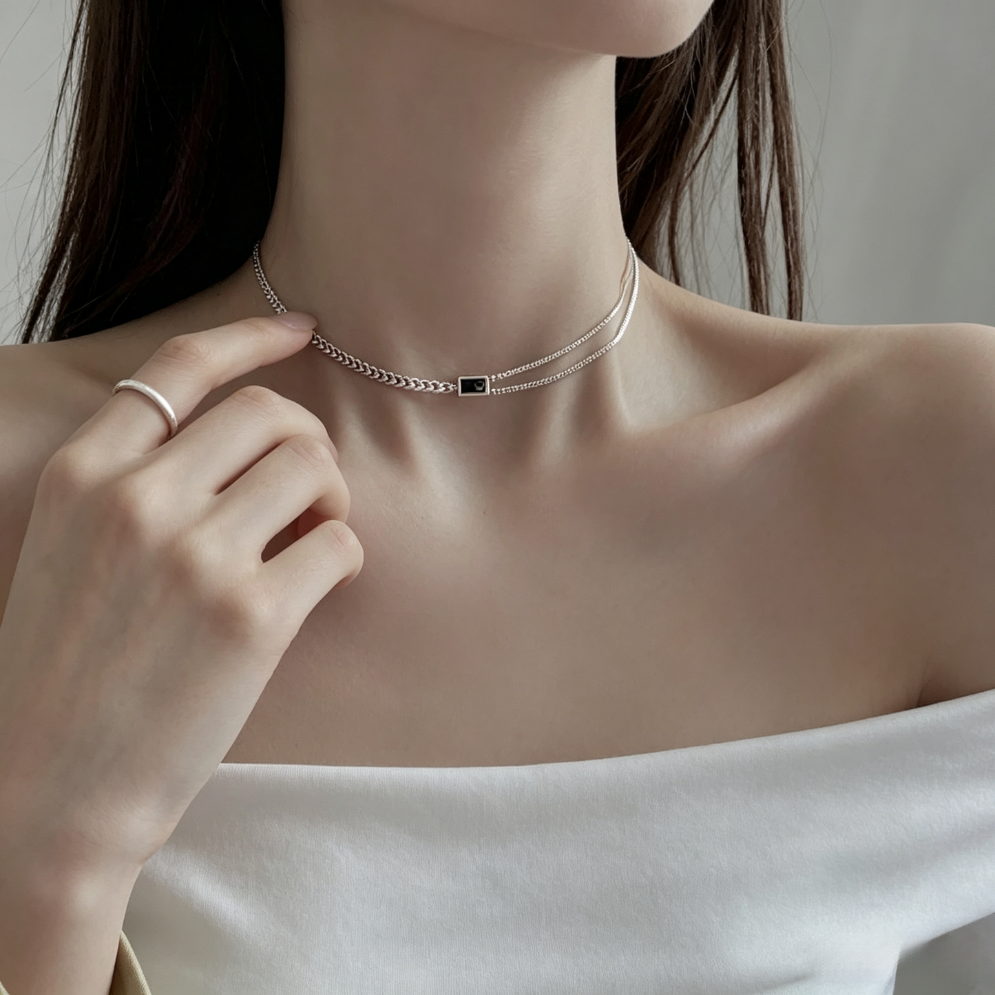 Geometric Square Pendant Necklace
