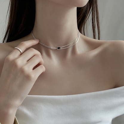 Geometric Square Pendant Necklace