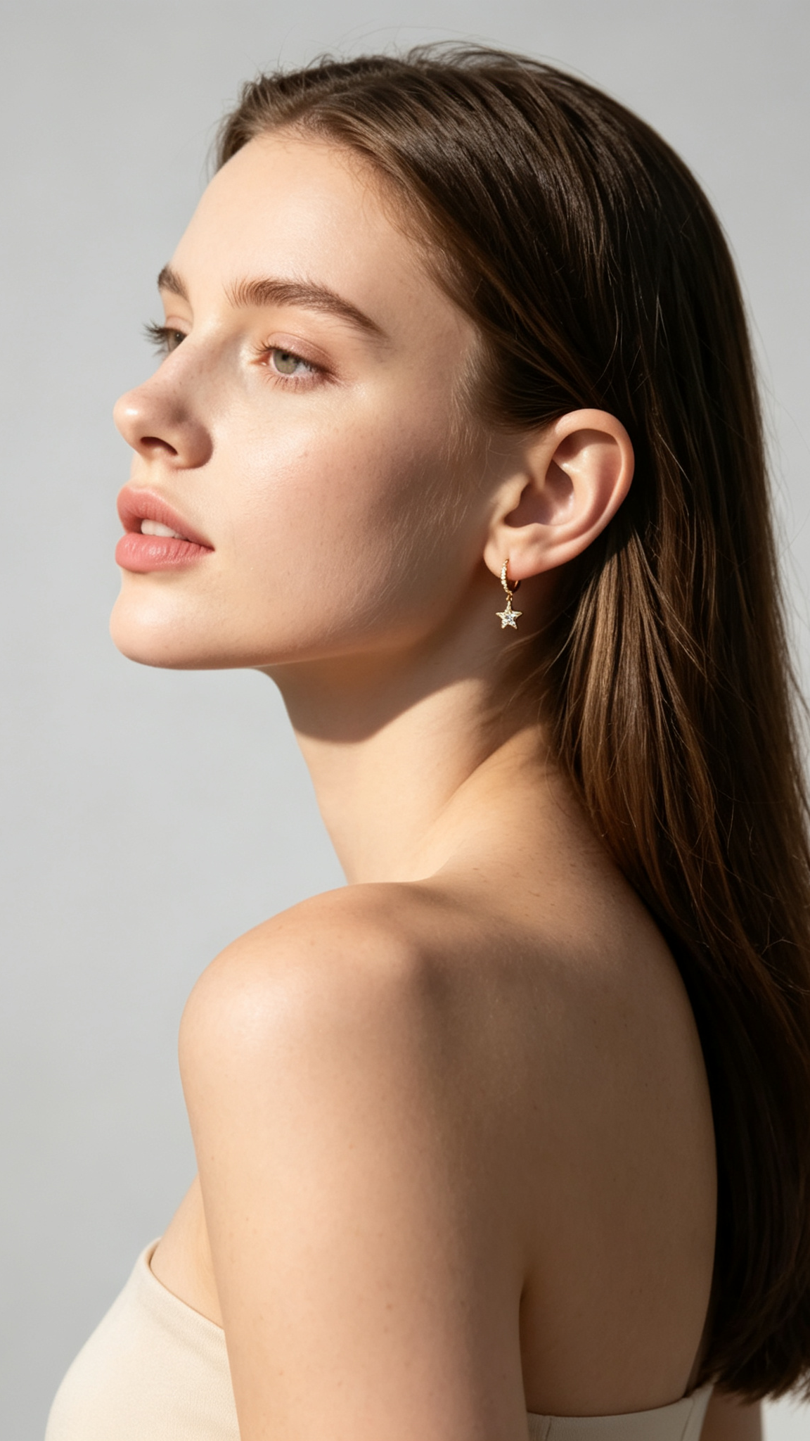 Star Dangle Hoop Earring