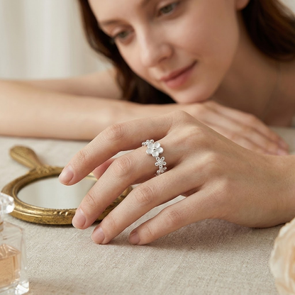 Delicate Floral Open Band Ring