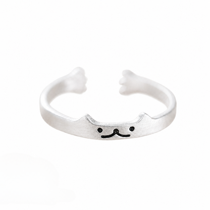 Cute Cat Motif Open Loop Ring