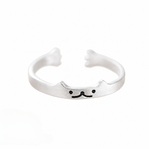 Cute Cat Motif Open Loop Ring