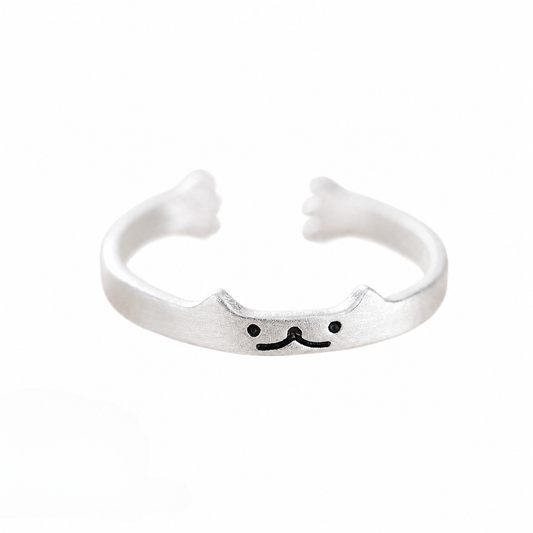 Cute Cat Motif Open Loop Ring