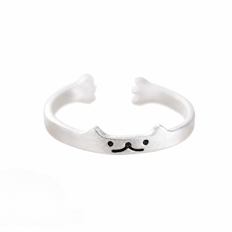 Cute Cat Motif Open Loop Ring