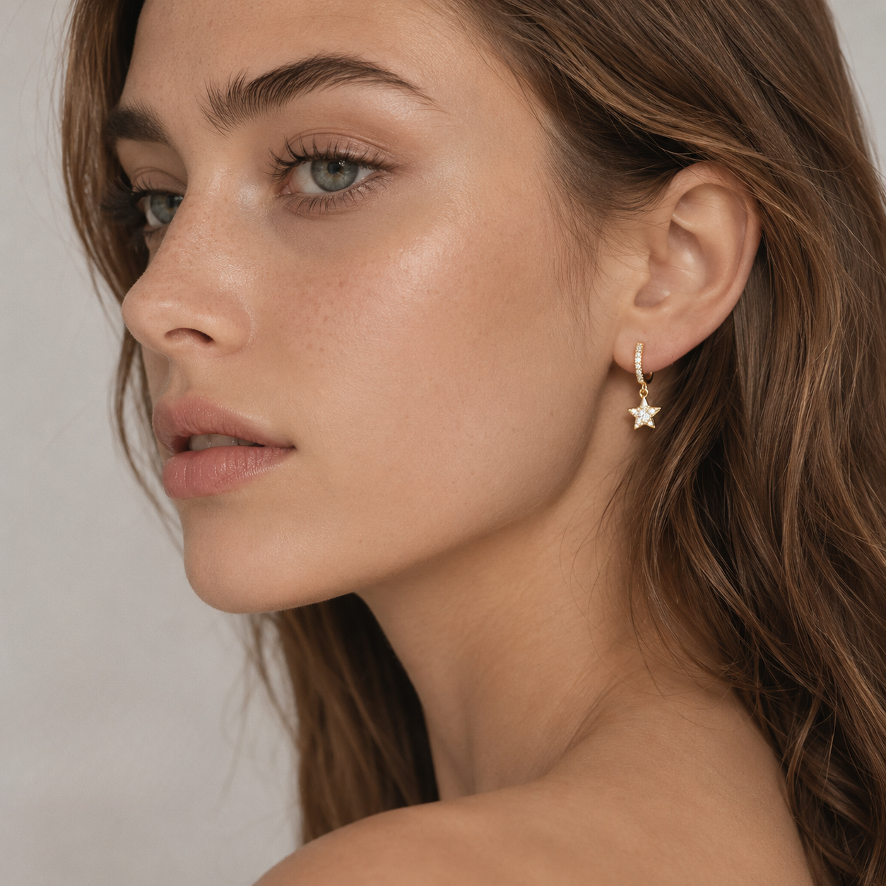 Star Dangle Hoop Earring