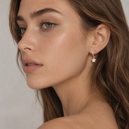 Star Dangle Hoop Earring