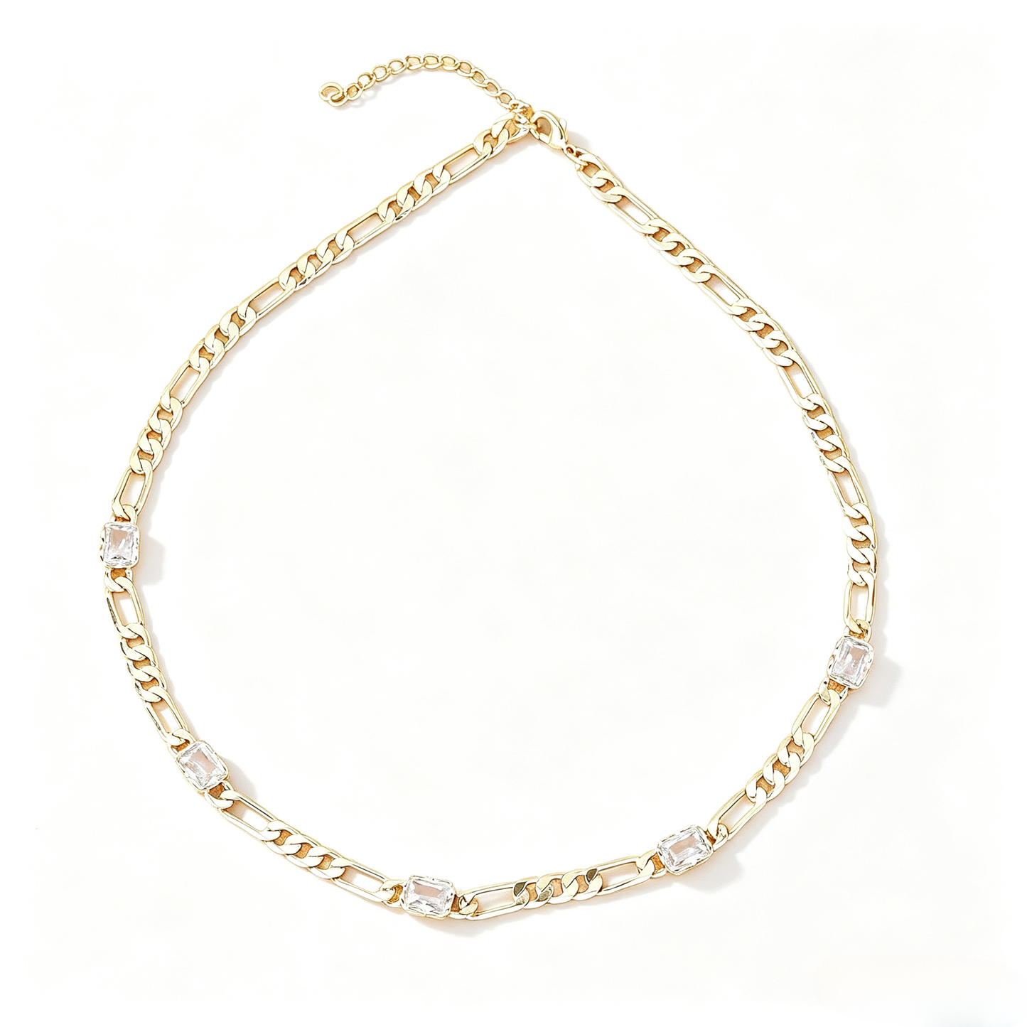 Geometric Inlaid Link Chain Necklace