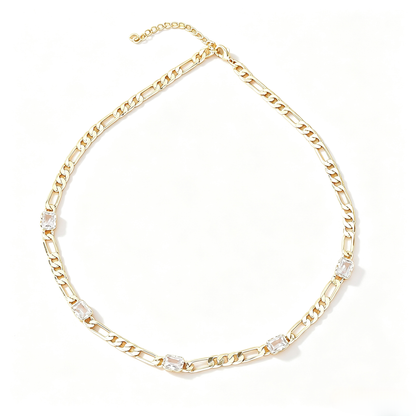 Geometric Inlaid Link Chain Necklace