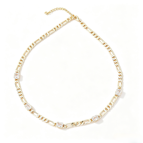 Geometric Inlaid Link Chain Necklace
