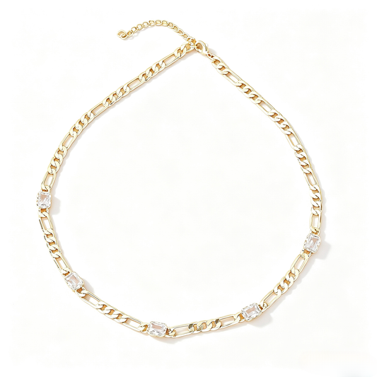 Geometric Inlaid Link Chain Necklace