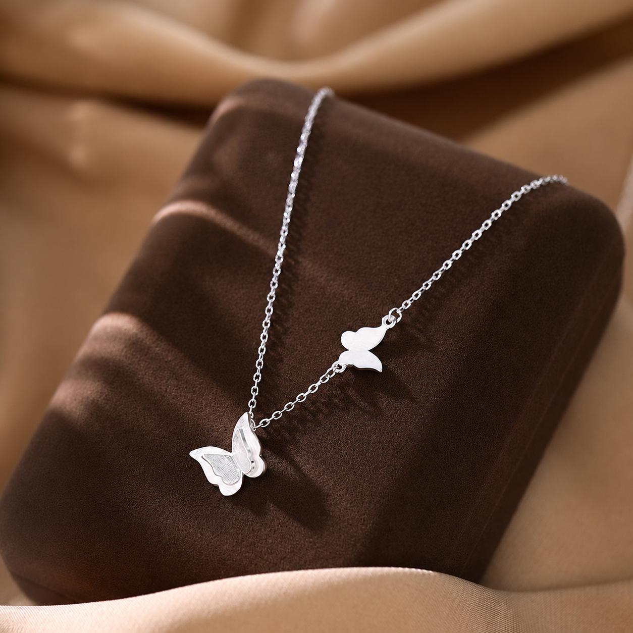 Double Butterfly Pendant Necklace