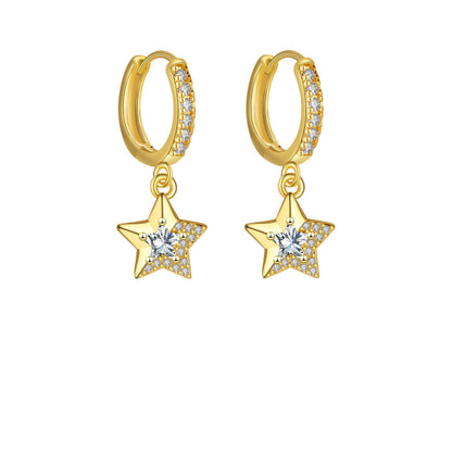 Star Dangle Hoop Earring