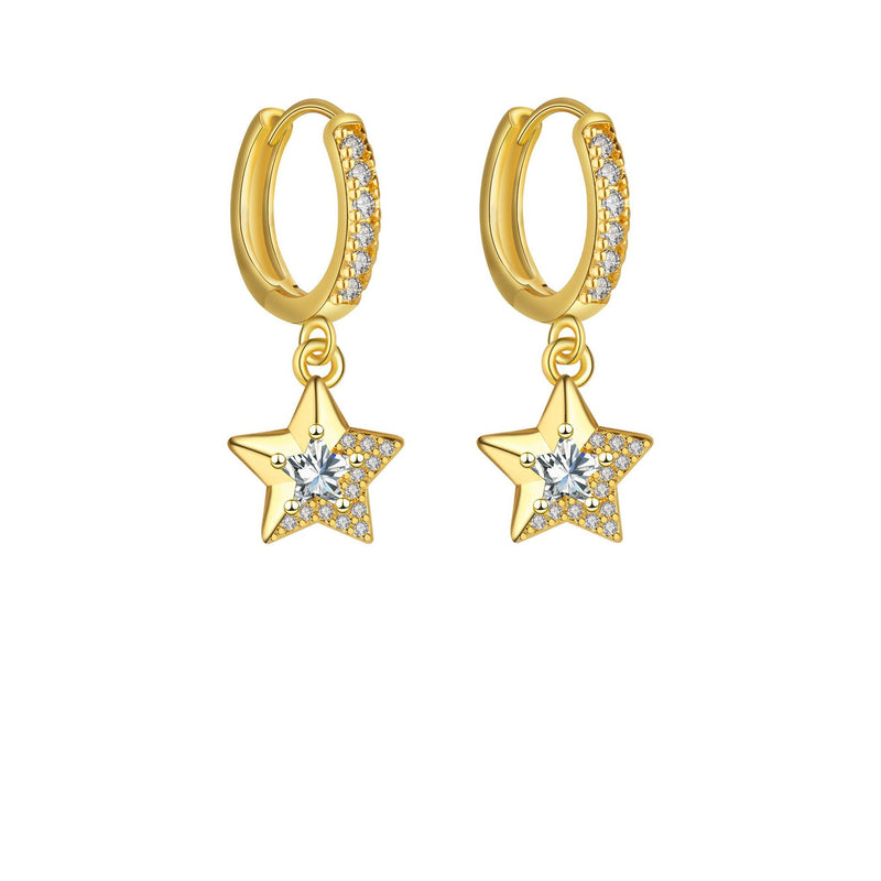Star Dangle Hoop Earring