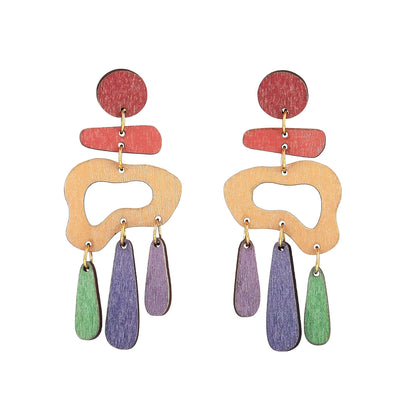 Geometric Wooden Statement Earring