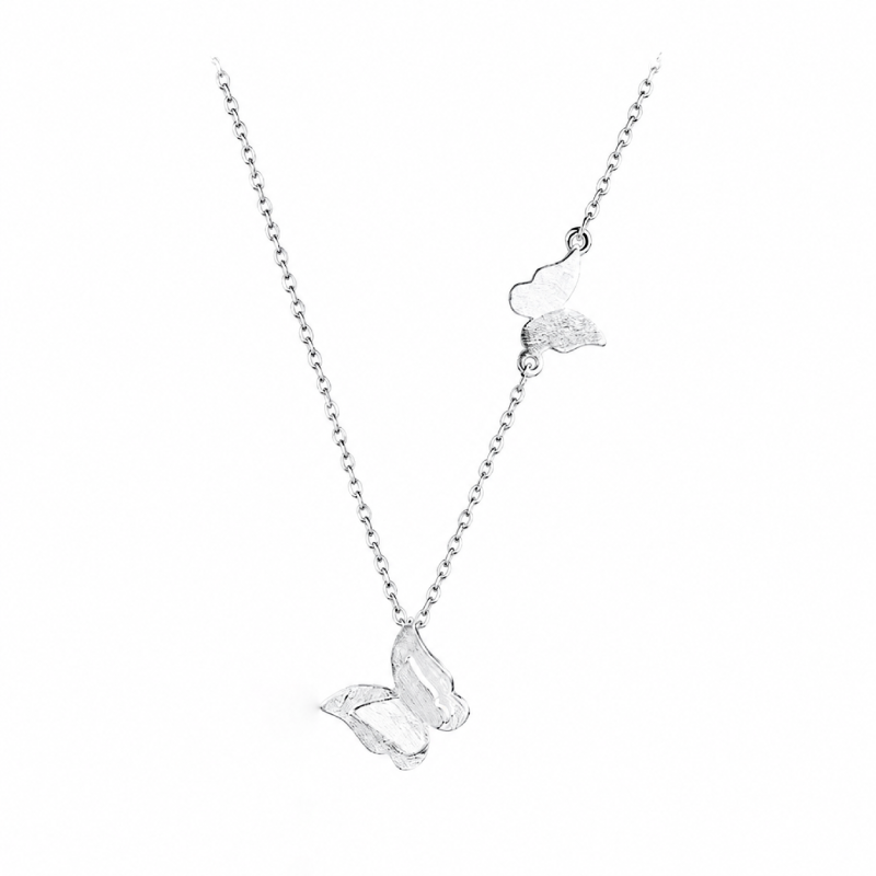 Double Butterfly Pendant Necklace