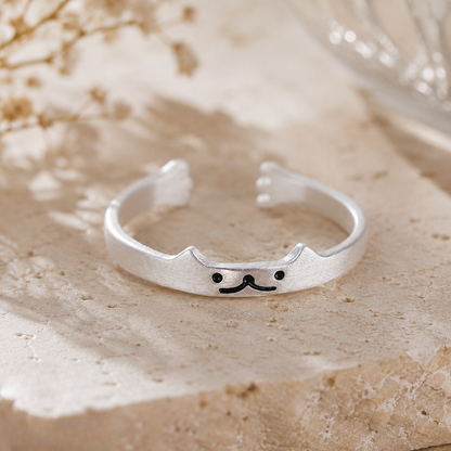 Cute Cat Motif Open Loop Ring