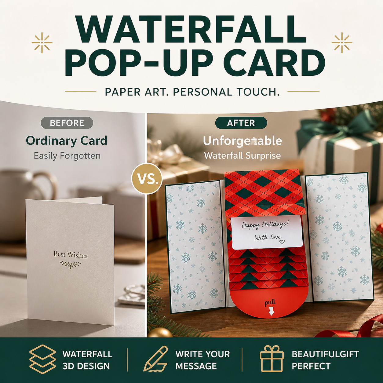 🥳2026 HOT SALE🥳💞50K+ SOLD! 🎁Creative Christmas Waterfall Gift Card Booklet