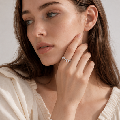 Hollow Floral Band Ring